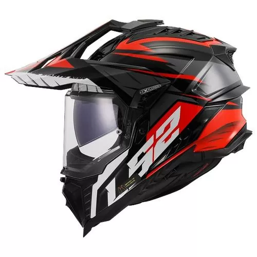 LS2 MX701 Explorer Spire Helmet - black titanium red