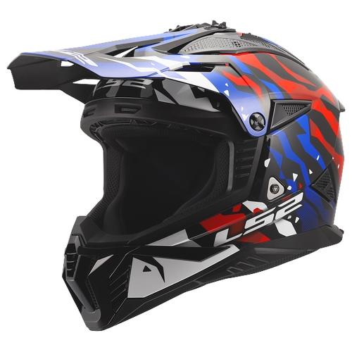 LS2 MX708 Fast 2 Grotesk Helmet - white blue red