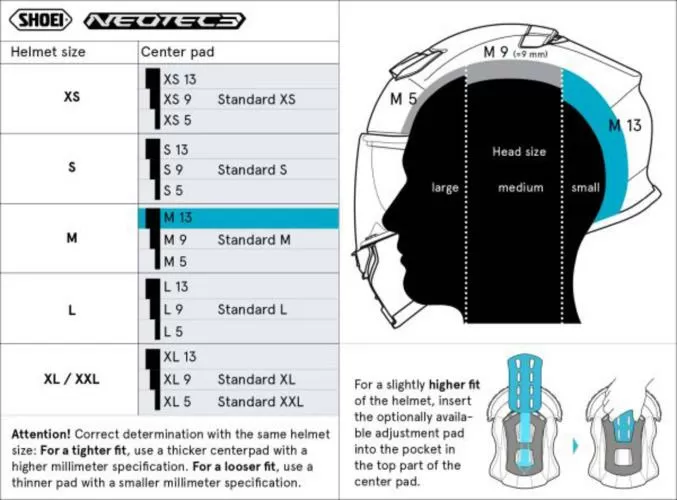 SHOEI Center Pad M13 (NEO3/GT3) Type-Q