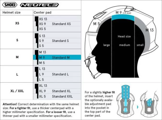 SHOEI Center Pad M9 (NEO3/GT3) Type-Q