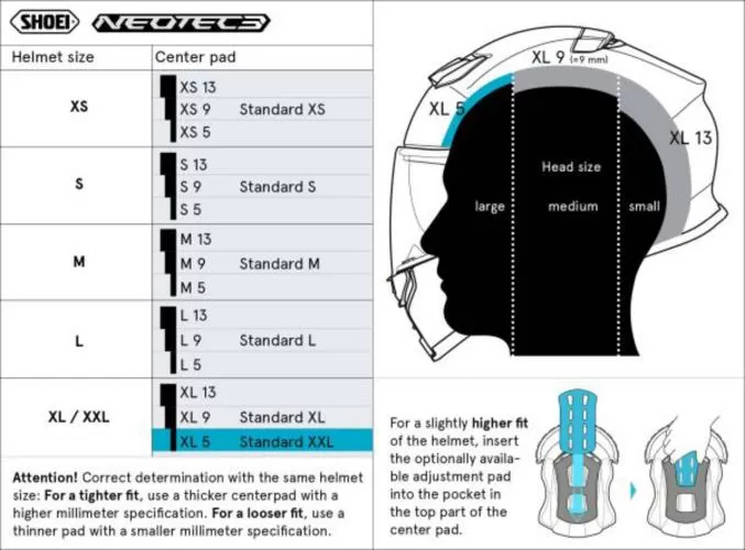SHOEI Center Pad XL5 (NEO3/GT3) Type-Q