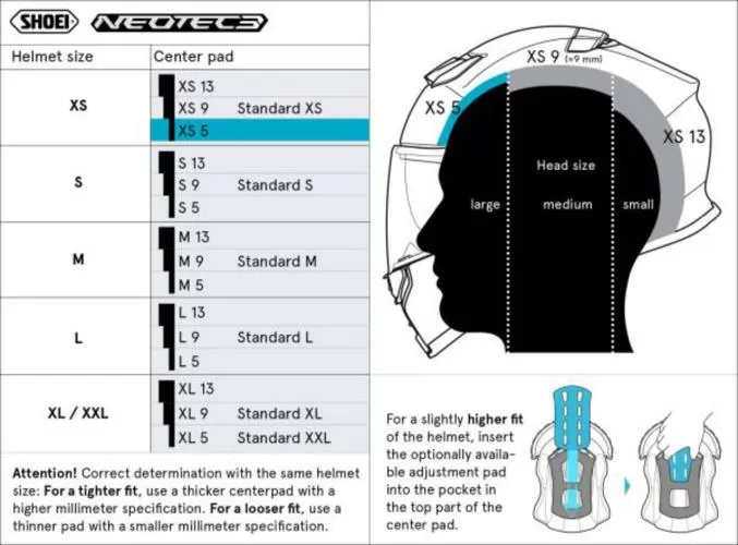 SHOEI Kopfpolster XS5 (NEO3) Type-Q