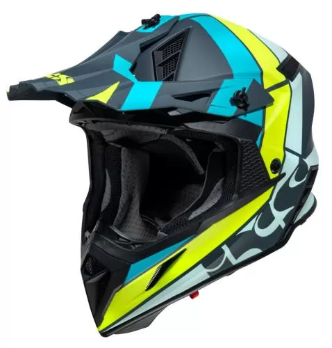 iXS 189 2.0 Motocross Helm- blau matt-lime
