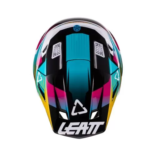 Leatt 8.5 V22 Motocross Helmet Aqua/Royal - turquoise-white-yellow