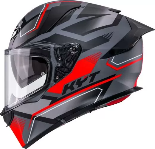 KYT Integralhelm R2R Parsec - matt grau-rot