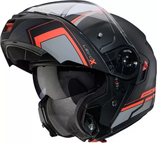 Caberg Flip-up helmet Levo X Elite - matt black-grey-red fluo
