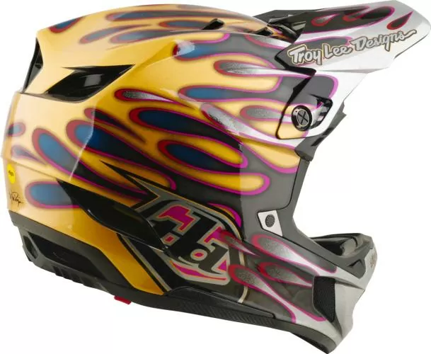Troy Lee Designs D4 Carbon Helmet W/Mips - Overspray gold-black