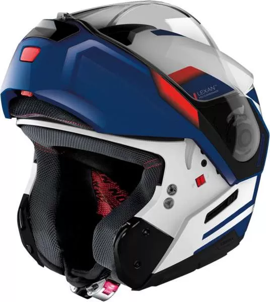 Nolan N90-3 Reflector N-Com #38 Flip-Up Helmet - white-blue-red