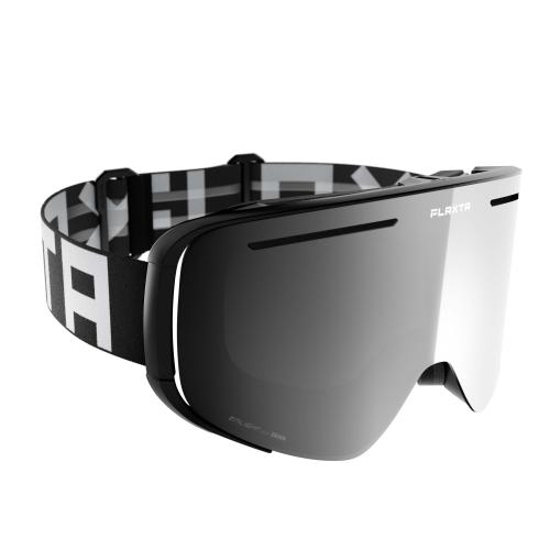Flaxta Skibrille Plenty - Black, White - Silver Mirror