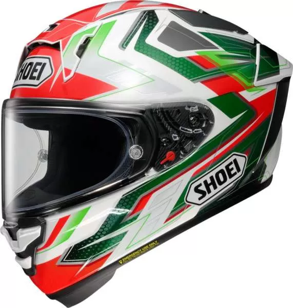 SHOEI X-Spirit Pro Escalate TC-4 Full Face Helmet - white-green-red
