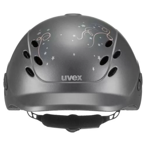 Uvex Onyxx Dekor Kinder Reithelm - friends II anthracite mat Uvex Onyxx Dekor Kinder Reithelm - friends II anthracite mat