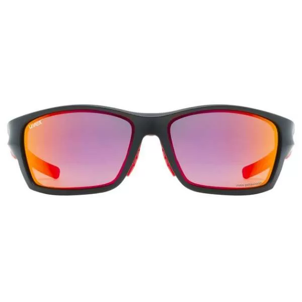 Uvex Sportstyle 232 Pola Sun Glasses - Black Mat Red Mirror Red