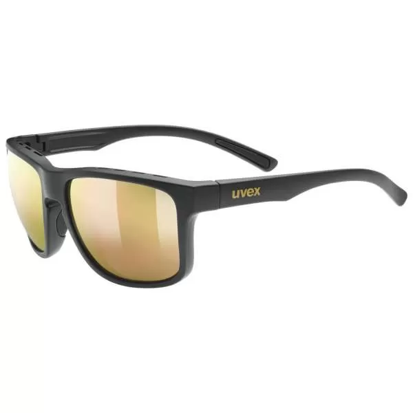 Uvex Sportstyle 312 Sun Glasses - Black Mat Gold Mirror Gold