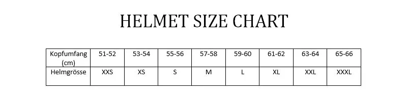 Size Chart shoei